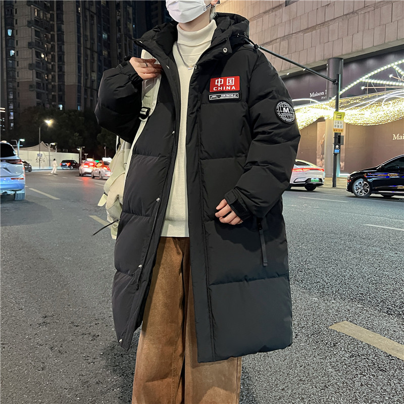 不起球不褪色加厚中长款保暖棉服