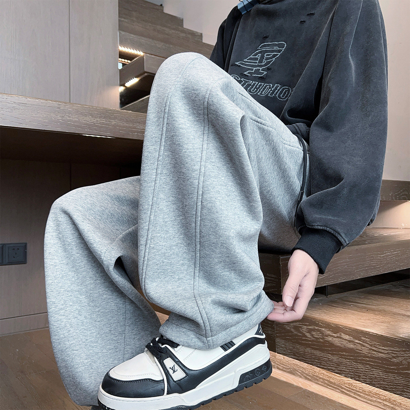 春秋款裤子男生初中高中学生弯刀休闲运动长裤青少年大童灰色卫裤,男装,休闲裤,淘宝优惠券,粉丝福利购,淘宝优惠卷