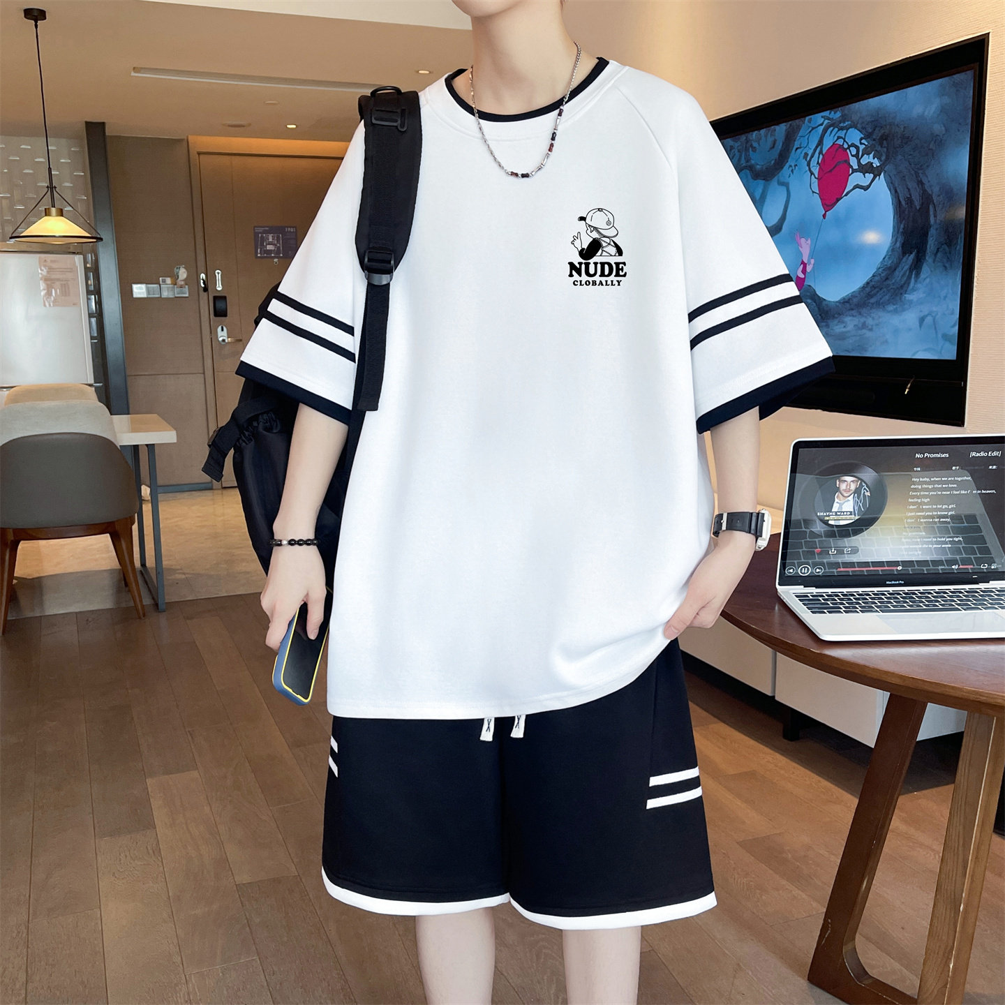 凉感透气青少年夏季短袖T恤套装