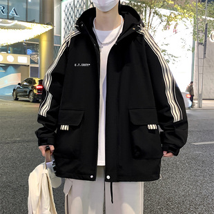 春秋季新款外套男孩初中学生青少年帅气大童夹克男装士上衣服大码