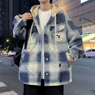 春秋季新款青少年连帽外套男生帅气大童初高中学生夹克潮牌男装士