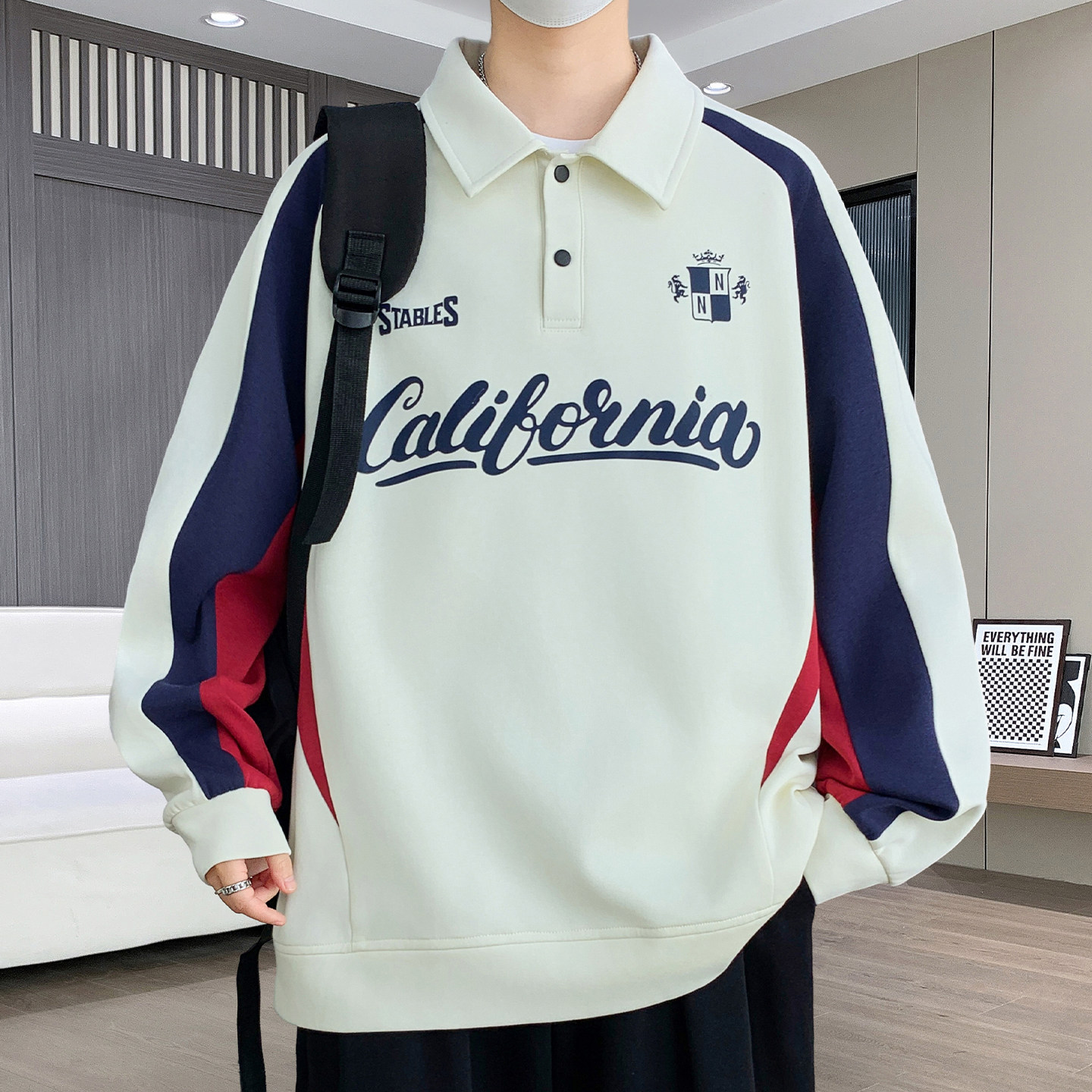 卫衣男孩春秋季新款青少年学生宽松长袖t恤polo衫大童男装上衣服