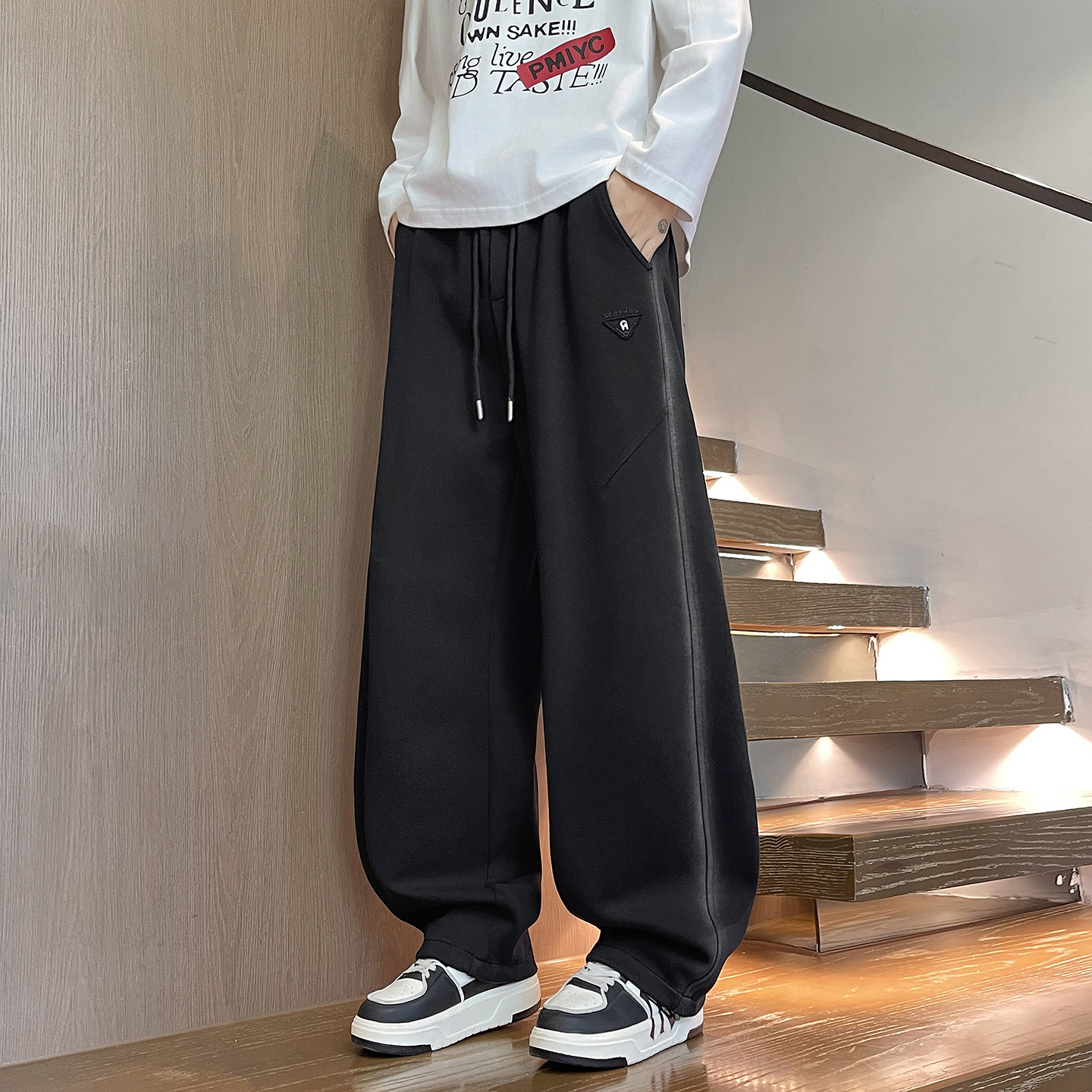 不起球不褪色宽松男装休闲长裤子