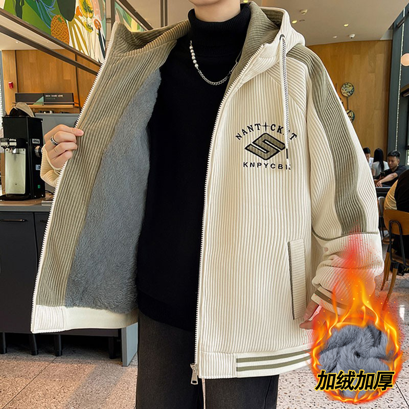 外套男孩秋冬季新款加绒加厚初高中学生夹克男装士青少年棒球服潮