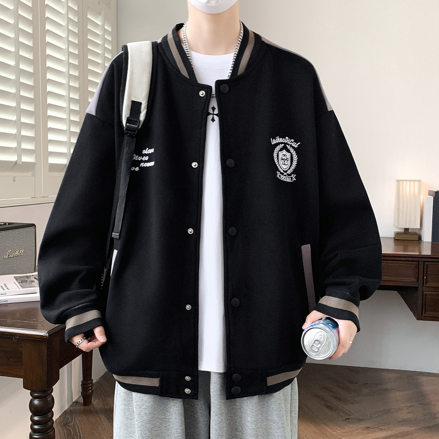 不起球不褪色夹克宽松帅气男生潮