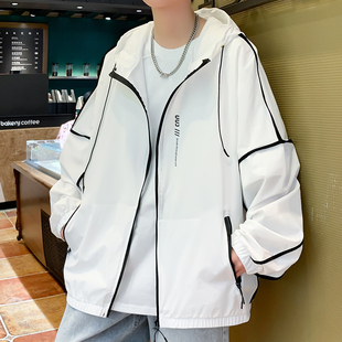 夏季轻薄款防晒衣服男生初中学生青少年潮流透气冰丝外套大童夹克