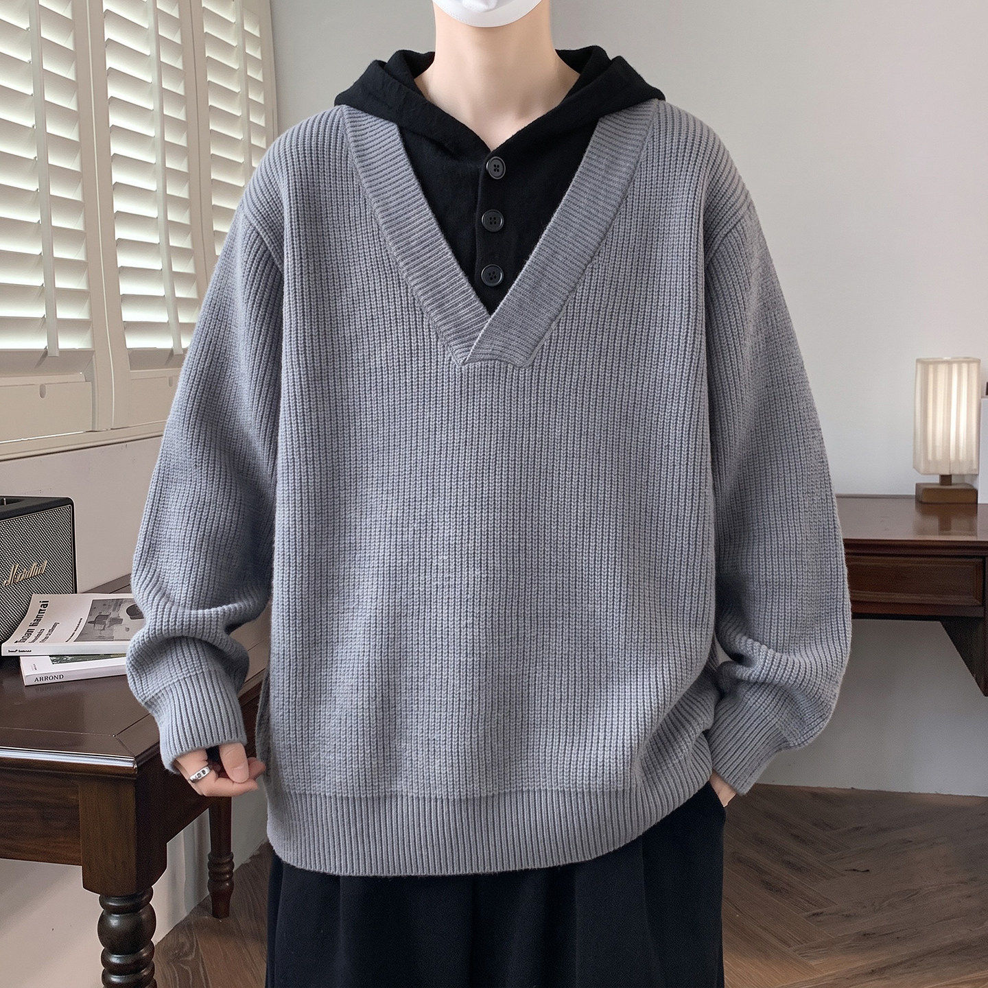 加厚保暖毛衣宽松潮流男生针织衫