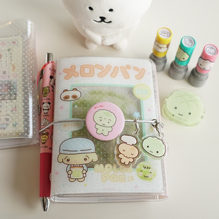 喷嚏士多原创 蜜瓜包m5绑带活页本 PVC手帐a8便携可爱三折 送挂坠