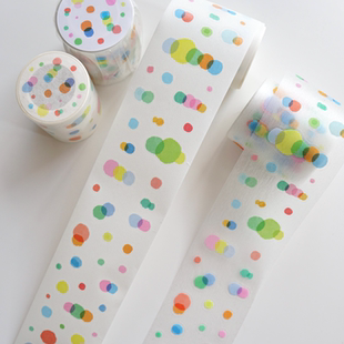 喷嚏士多原创 虹色雨滴切膜贴纸卷 台湾和纸拉丝闪砂彩色波点手帐