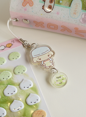 喷嚏士多原创 蜜瓜包串串吊坠 可爱亚克力手帐本m5绑带挂件钥匙扣