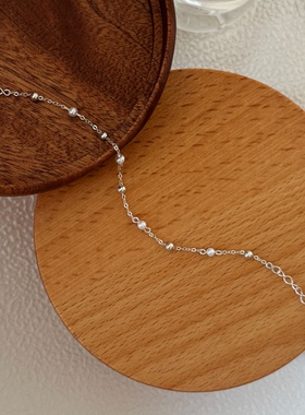 珍珠纯银手链满天星圆珠手链925小众设计叠戴百搭简约女闺蜜礼物