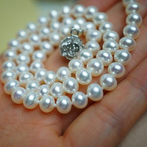 超值新品 极亮纯白近全无暇 天然白色小珍珠项链锁骨链颈链6-7mm