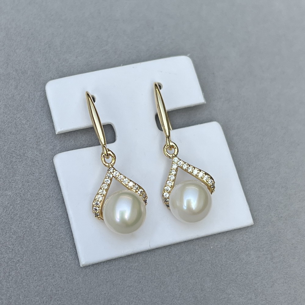 实拍实发 极亮纯白无瑕 天然白色珍珠耳环耳钩 8.2mm