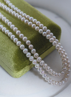 极亮无暇 加长82cm 天然白色珍珠长项链毛衣链款 5mm 可绕两圈