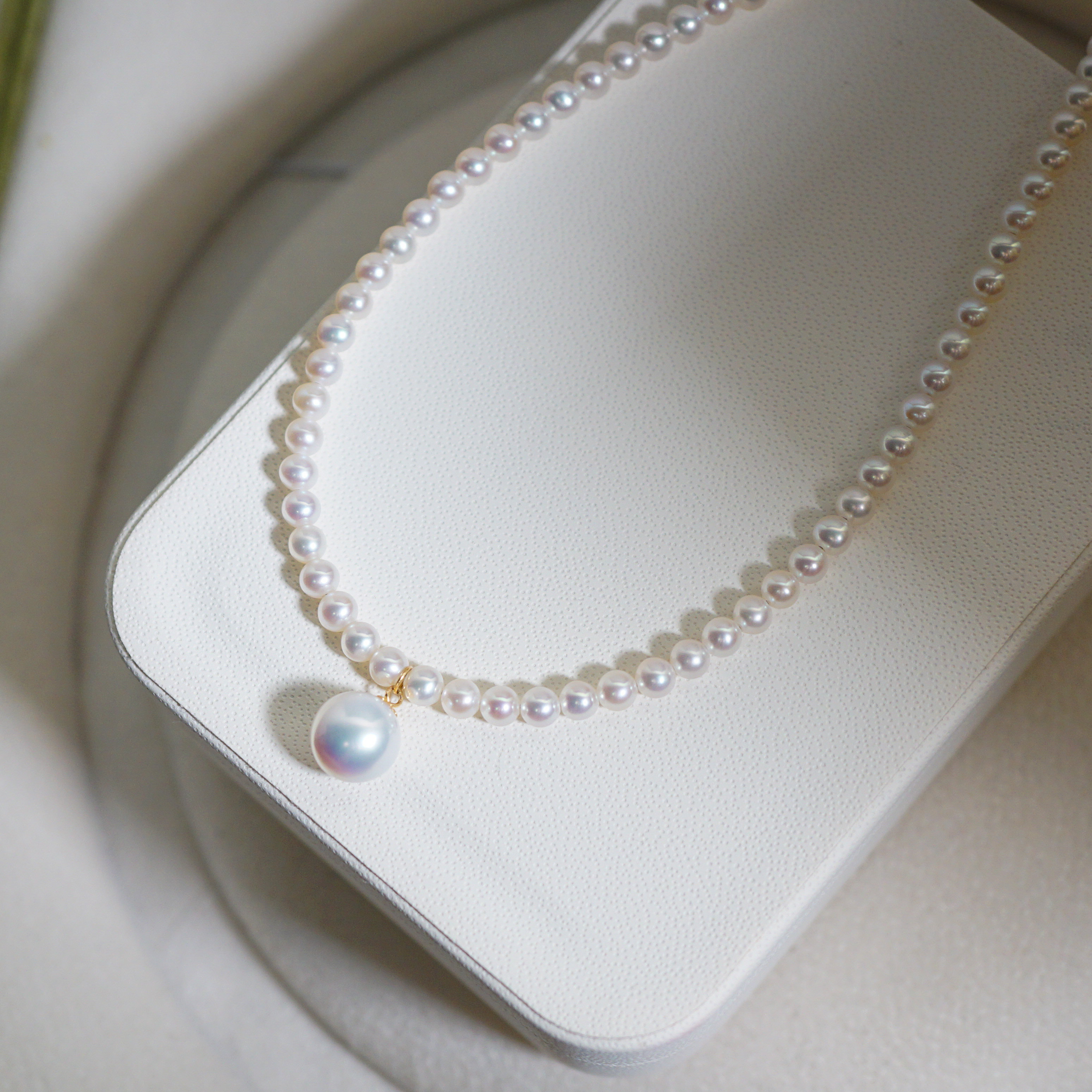 18K 极光正圆无暇天然经典白色系小珠链 套链款 3.8-8.3mm 42cm