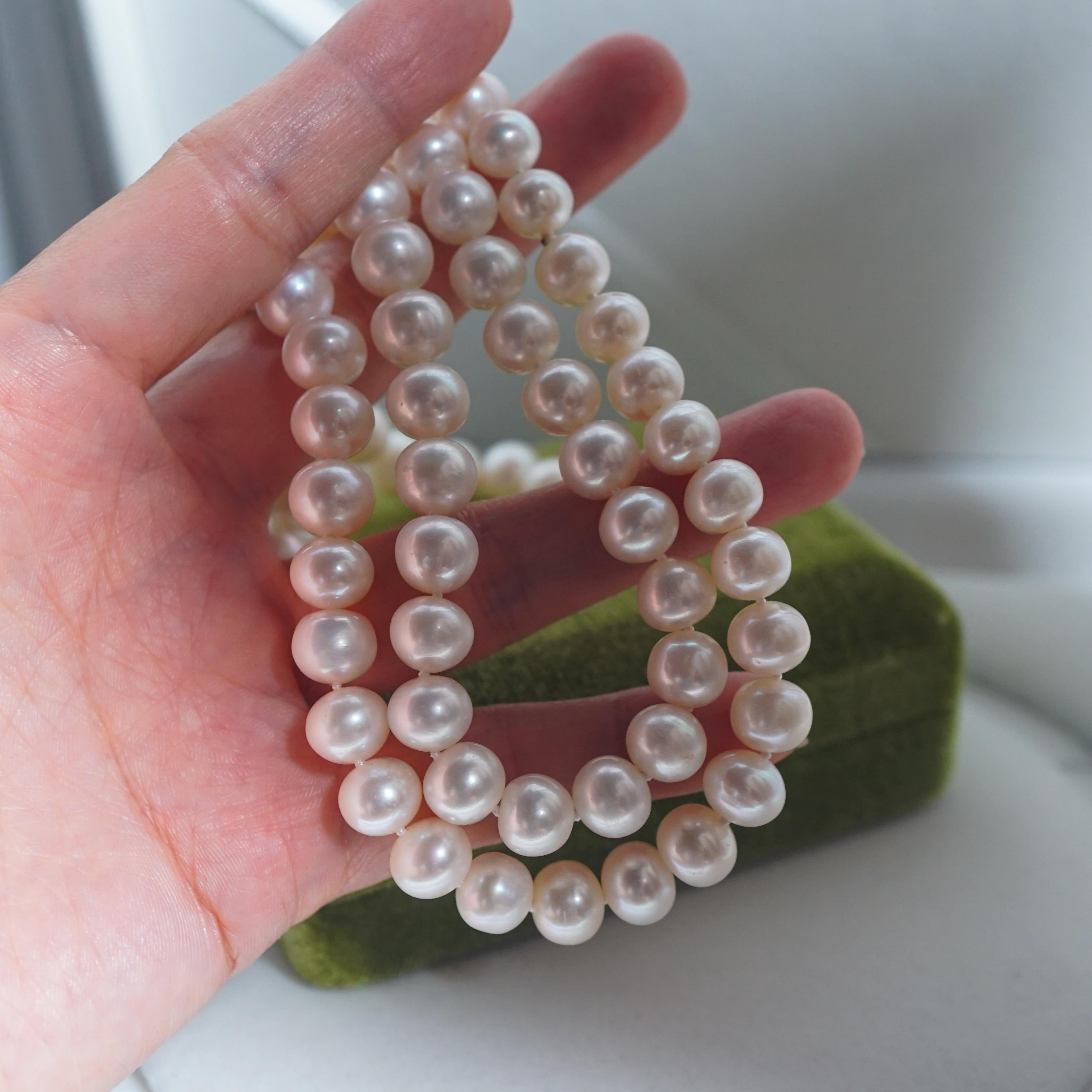 长款极亮纯白微瑕天然珍珠项链 长款 9-9.5mm 86cm