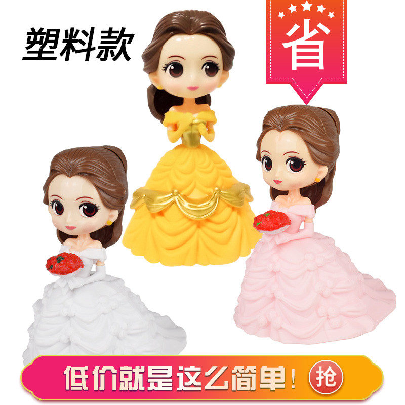 网红大头q版公主蛋糕摆件塑料美人鱼女宝宝生日插件烘焙派对装扮