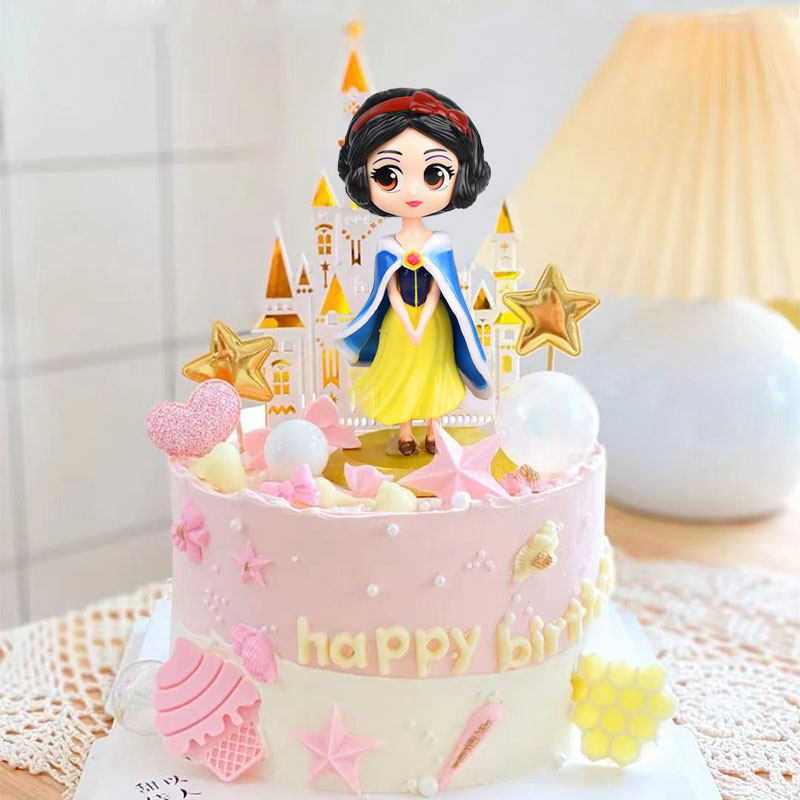 白雪公主蛋糕摆件城堡亚克力插件儿童周岁生日情景布置甜品台装扮