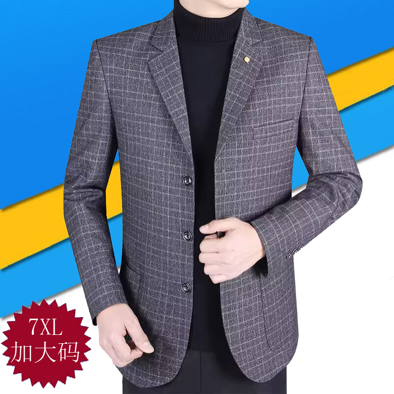 中年修身西服加肥三粒扣休闲外套