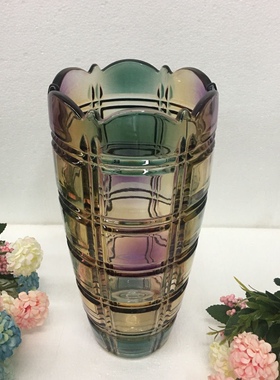 高品质七彩琉璃色花瓶摆件客厅插花干花北欧花瓶鲜花水培花瓶家用
