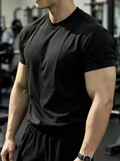 Mgf New Heavyweight T-Shirt with Shoulder Pads, Short-Sleeved, Round Neck, Men's Summer Versatile Style