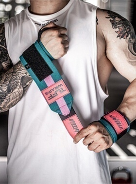 God健身欧美肌肉男训练卧推护腕助力带蓝海加压运动器械防扭伤手