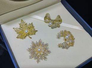 珠还合浦 女王节特价-淡水白色珍珠高档轻奢气质胸针女士妈妈礼物