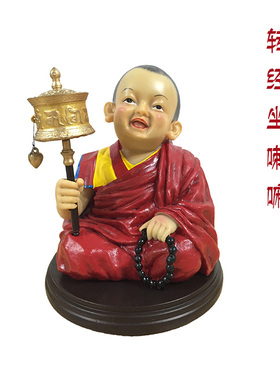 彩绘藏族小和尚佛堂居家工艺品