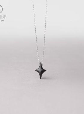 黑檀木纯银十字女原创项链