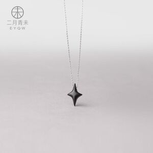 黑檀木纯银十字女原创项链