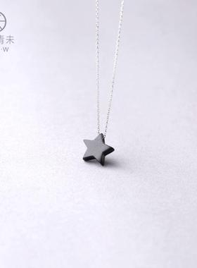 青未原创设计师手作黑檀木五角星星项链吊坠锁骨链女清新饰品礼物