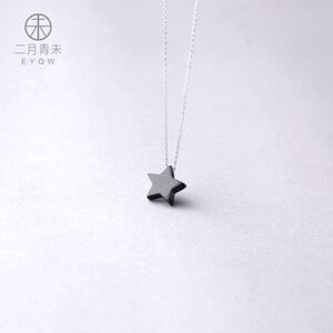 青未原创设计师手作黑檀木五角星星项链吊坠锁骨链女清新饰品礼物