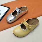 蝴蝶结防滑玛丽珍一脚蹬懒人鞋 春季 女外穿2026新款 厚底包头半拖鞋