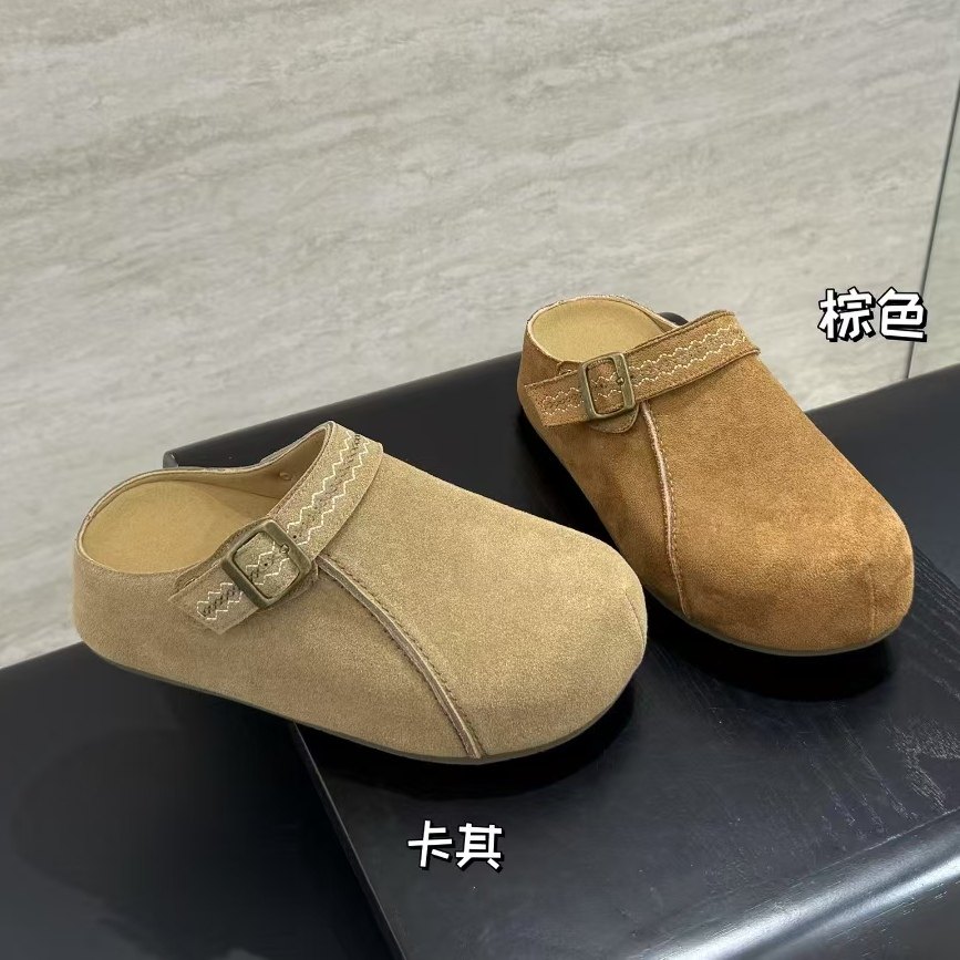 厚底勃肯包头拖鞋女2025年秋季新款复古百搭内增高一脚蹬半拖鞋潮
