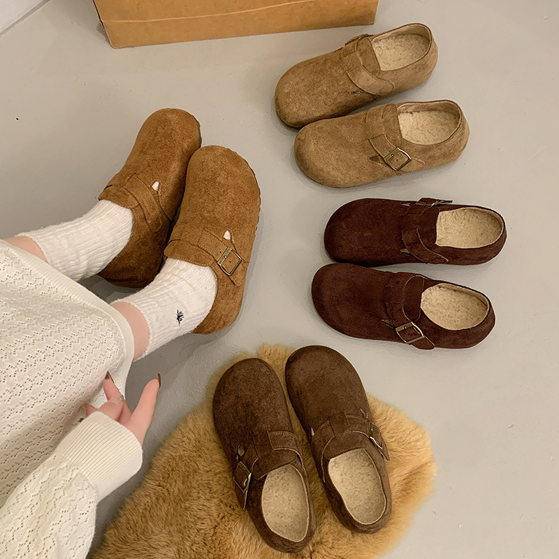 复古百搭软面软底女鞋勃肯鞋保暖