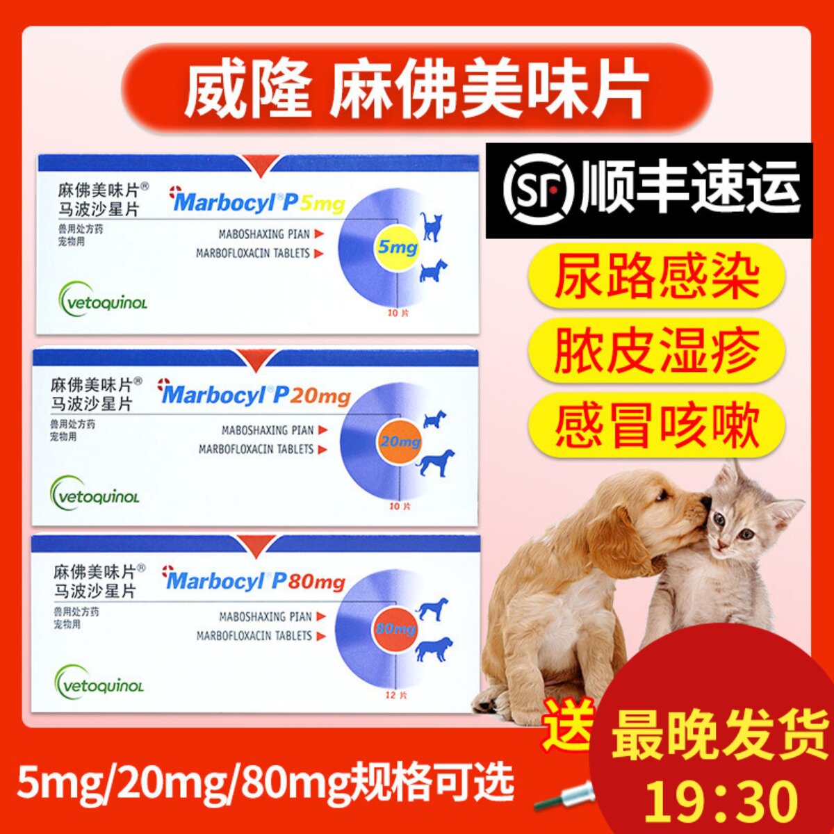 麻佛美味片脓皮症猫马波沙星片皮肤病宠物消炎药狗狗麻佛微素