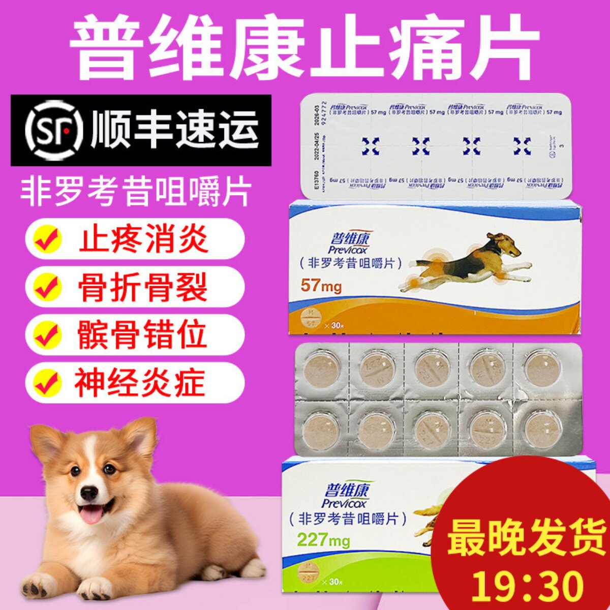 法国普维康骨克疼57mg宠物狗狗骨折症犬用止疼药非罗考昔片