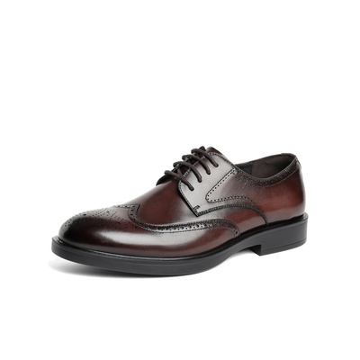 森达商务皮鞋男2024春季新款商场同款复古布洛克正装鞋1MP01AM4