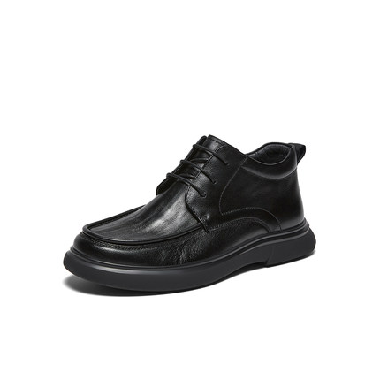 百思图2025冬季商场新款加绒休闲皮鞋简约商务通勤男鞋13002DD5