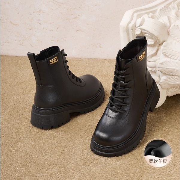 专柜正品百思图2024冬季新款商场同款马丁靴粗跟女短靴ULT03DD4