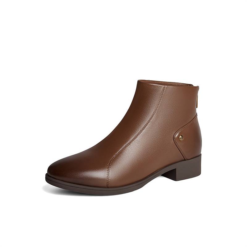 森达时装靴女款2024冬季新商场同款通勤软面休闲短靴4T6B3DD4