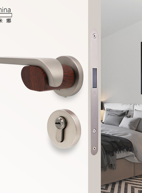 日本保尼卡门锁黑色卧室内家用通用型静音门锁卫生间实木门锁把手