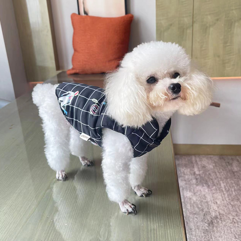 秋冬装宠物衣服泰迪比熊黑色外套全棉猫衣服狗衣服棉马甲双面穿