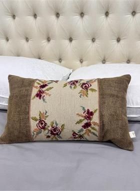 DZ209 (不可水洗)绒绣玫瑰花腰枕28×50cm（不含芯）
