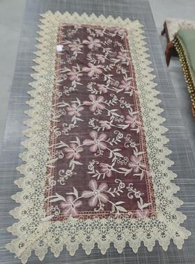 M308红色纱绣长方桌旗45*100cm 2条