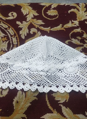 H208  手工钩针镂空帽子   可当盖巾 白色棉质33×45cm