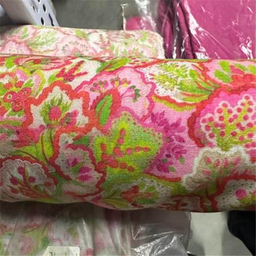 汉麻棉布料一米出 宽幅1.4米 粉色花卉（裁剪后不支持退换）BL015