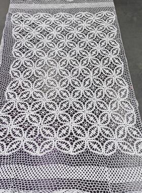 F108  白色钩针镂空长方桌布  1.2*1.5m