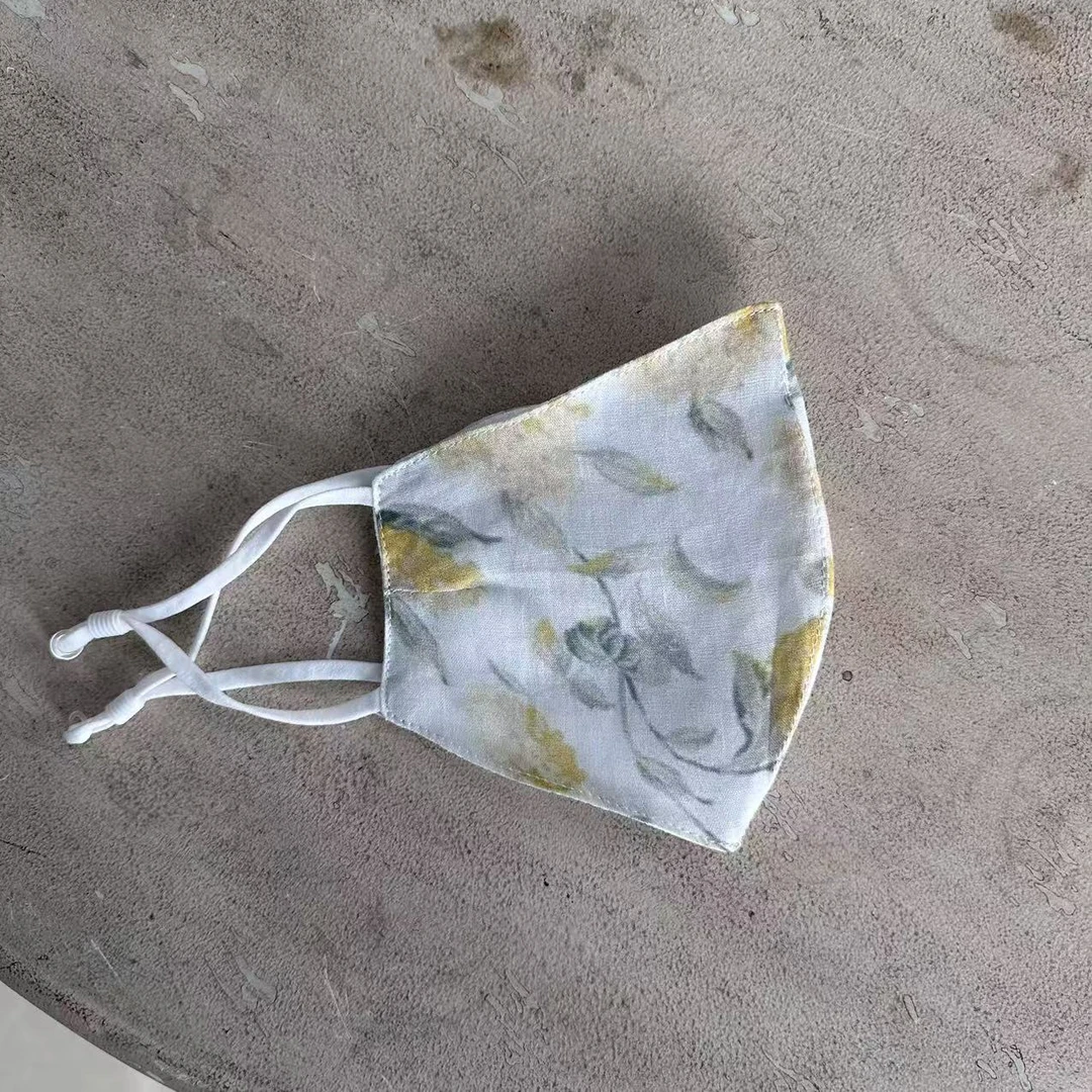 K008 黄花细纱汉麻口罩一对