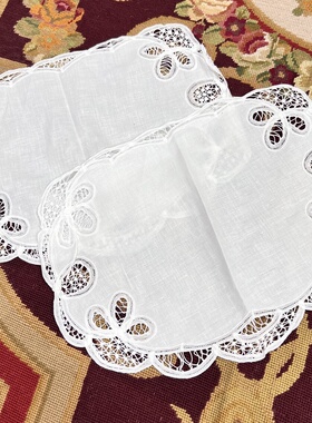 H324  百代丽 椭圆盘垫 白色 棉质33x45cm（2片）